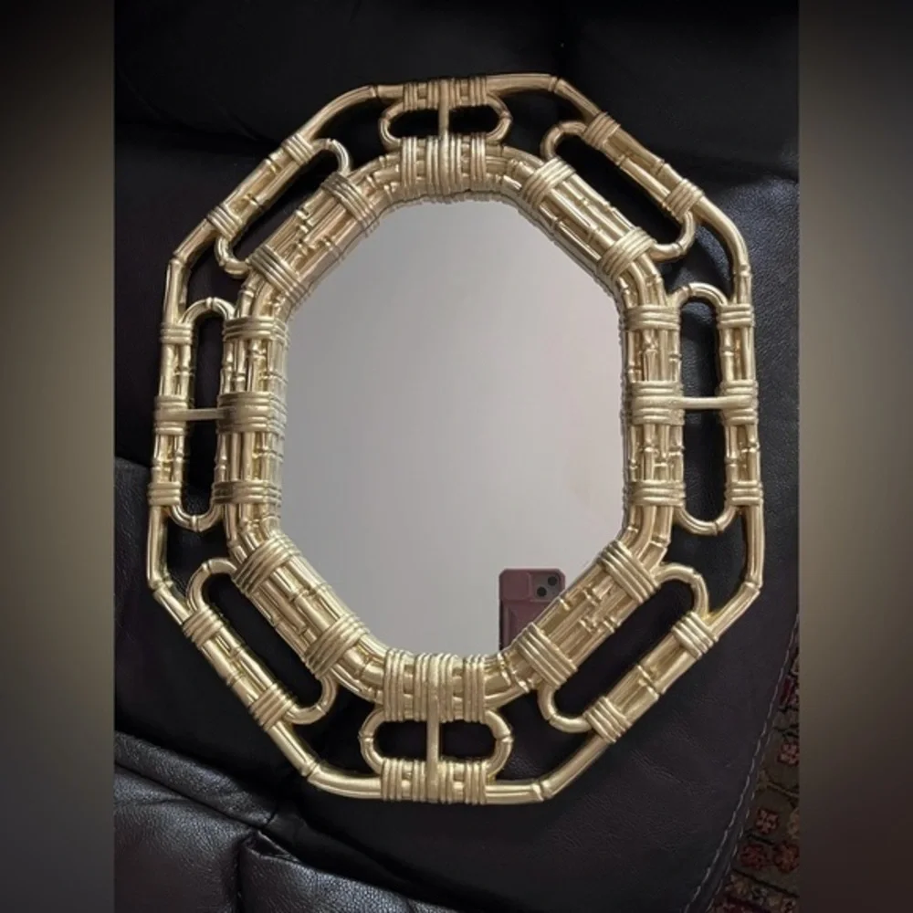 Vintage gold bamboo style frame wall mirror by Home interiors and gifts